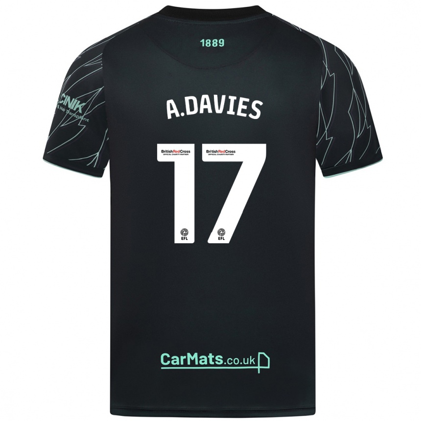 Kids Football Adam Davies #17 Black Green Away Jersey 2024/25 T-Shirt Uk