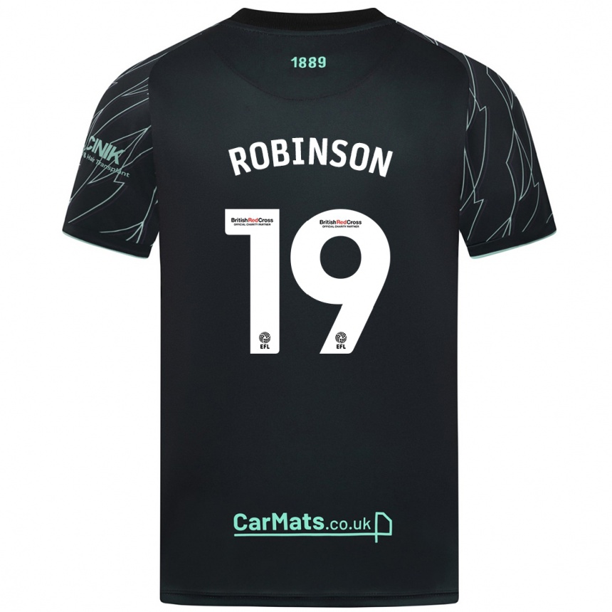 Kids Football Jack Robinson #19 Black Green Away Jersey 2024/25 T-Shirt Uk