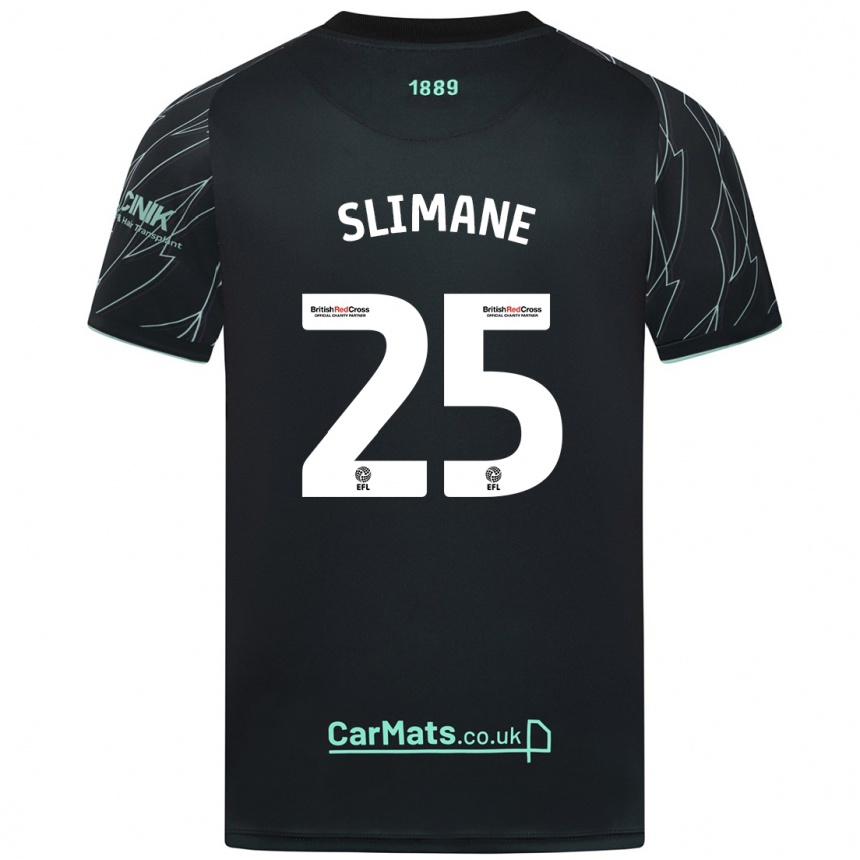 Kids Football Anis Slimane #25 Black Green Away Jersey 2024/25 T-Shirt Uk