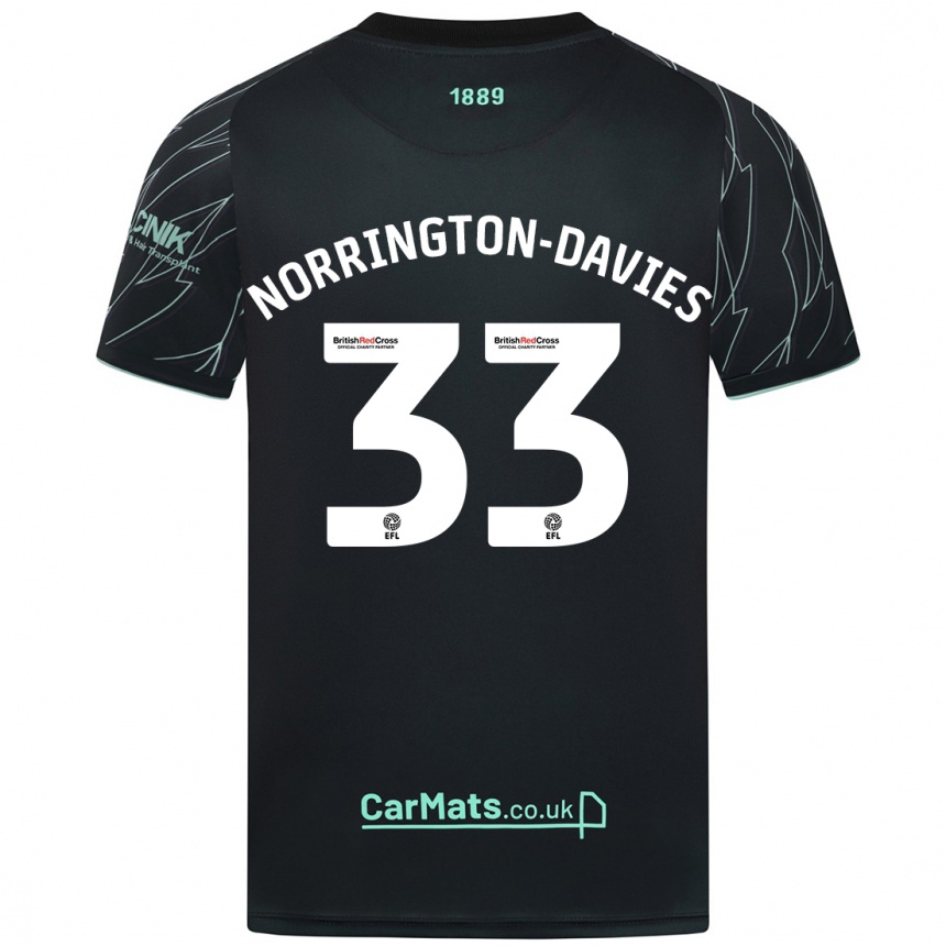 Kids Football Rhys Norrington-Davies #33 Black Green Away Jersey 2024/25 T-Shirt Uk