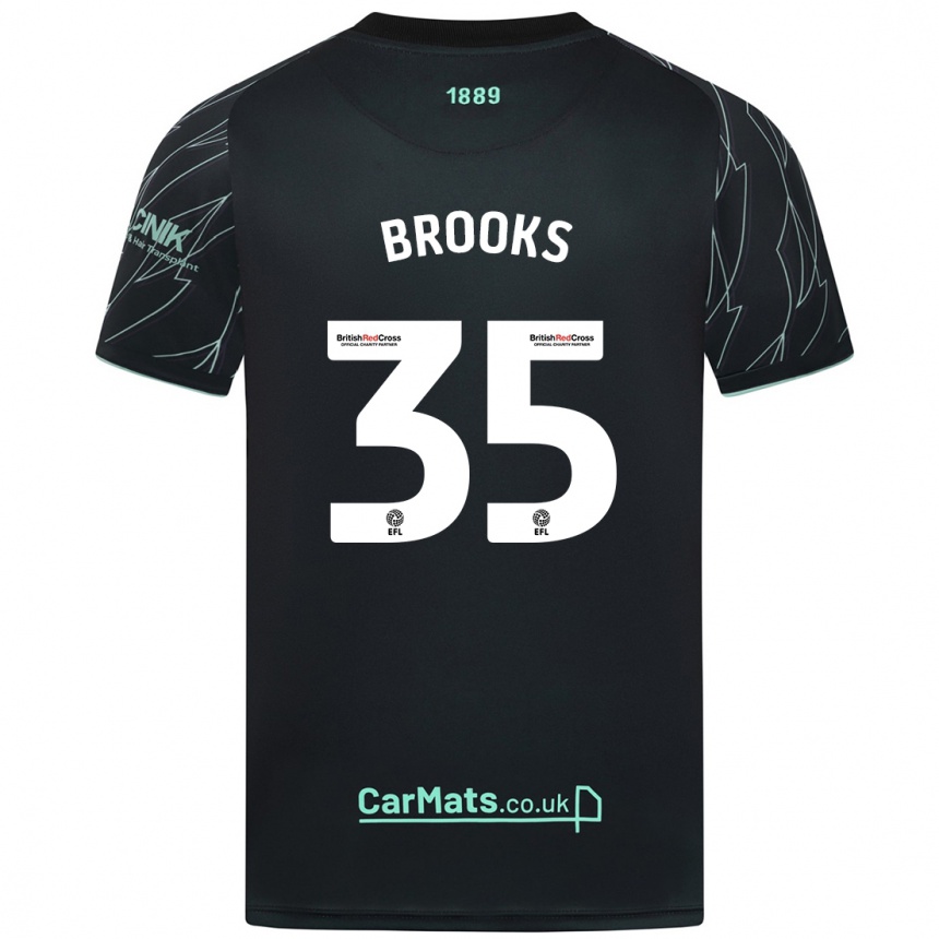 Kids Football Andre Brooks #35 Black Green Away Jersey 2024/25 T-Shirt Uk