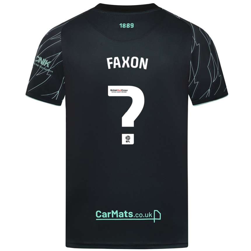 Kids Football Luke Faxon #0 Black Green Away Jersey 2024/25 T-Shirt Uk