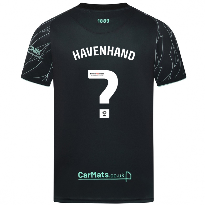 Kids Football Kurtis Havenhand #0 Black Green Away Jersey 2024/25 T-Shirt Uk