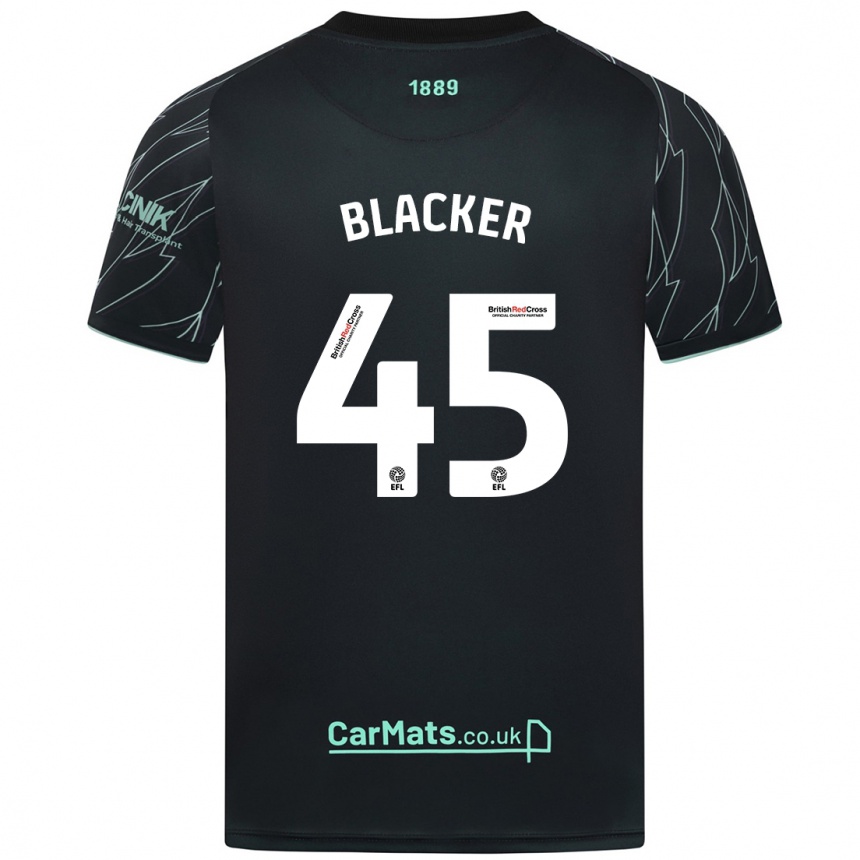 Kids Football Billy Blacker #45 Black Green Away Jersey 2024/25 T-Shirt Uk