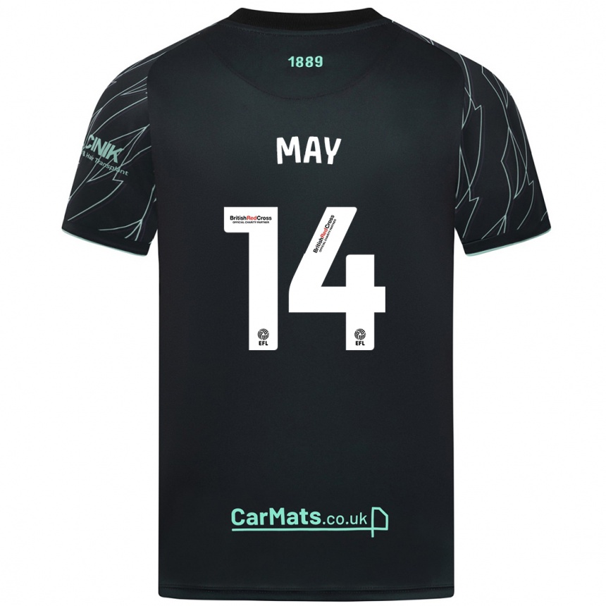 Kids Football Ellie May #14 Black Green Away Jersey 2024/25 T-Shirt Uk