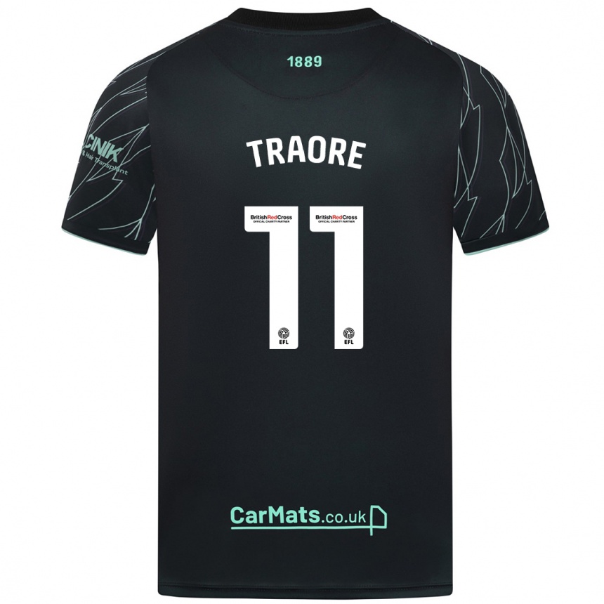 Kids Football Bénie Traoré #11 Black Green Away Jersey 2024/25 T-Shirt Uk