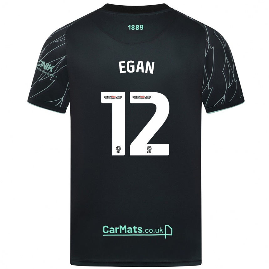 Kids Football John Egan #12 Black Green Away Jersey 2024/25 T-Shirt Uk