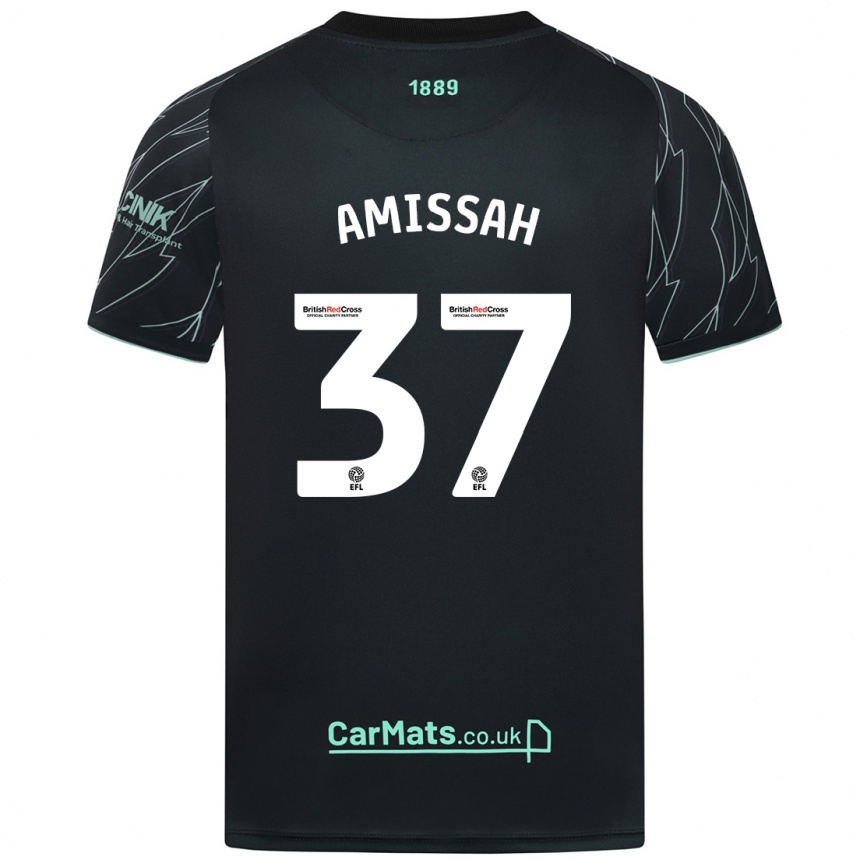 Kids Football Jordan Amissah #37 Black Green Away Jersey 2024/25 T-Shirt Uk