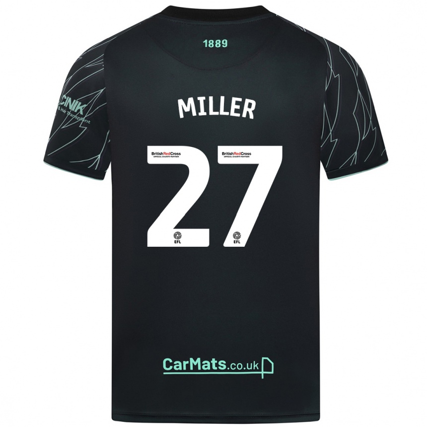 Kids Football Lara Miller #27 Black Green Away Jersey 2024/25 T-Shirt Uk