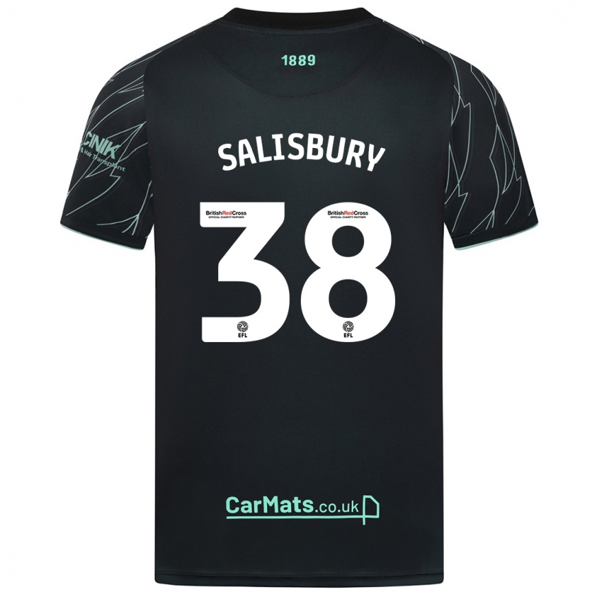 Kids Football Chloe Salisbury #38 Black Green Away Jersey 2024/25 T-Shirt Uk