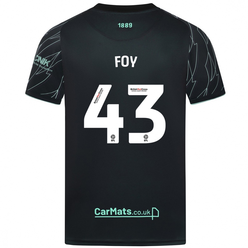 Kids Football Gus Foy #43 Black Green Away Jersey 2024/25 T-Shirt Uk