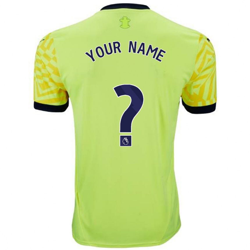 Kids Football Your Name #0 Yellow Away Jersey 2024/25 T-Shirt Uk