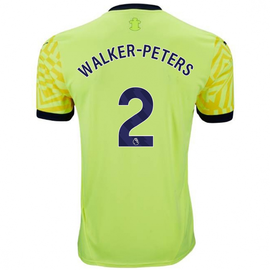 Kids Football Kyle Walker-Peters #2 Yellow Away Jersey 2024/25 T-Shirt Uk