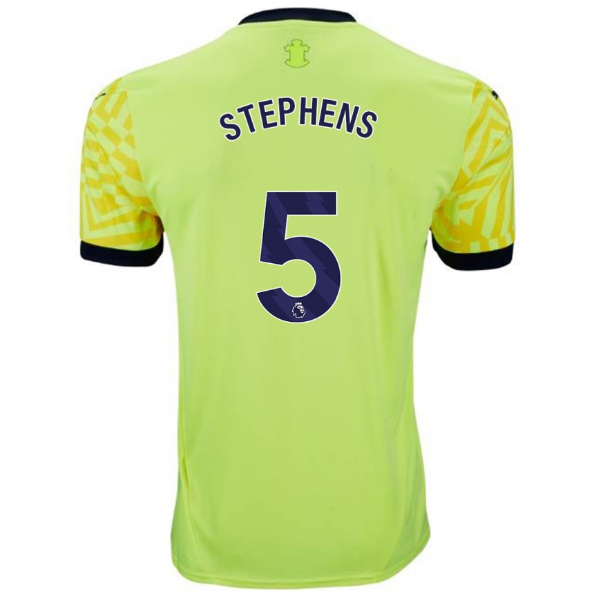 Kids Football Jack Stephens #5 Yellow Away Jersey 2024/25 T-Shirt Uk