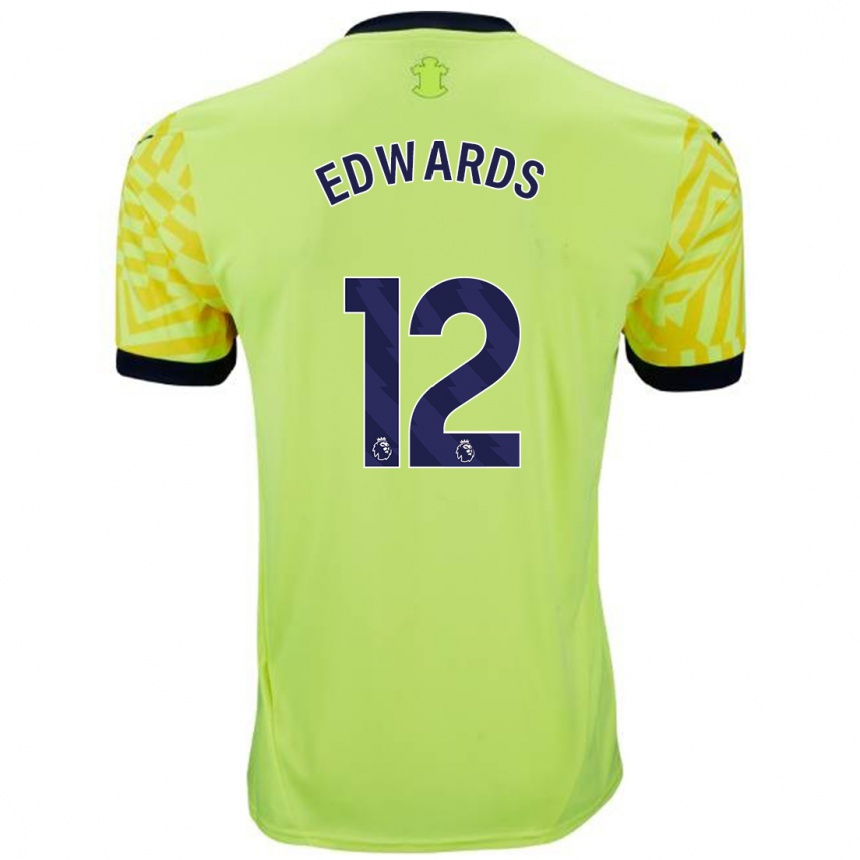 Kids Football Ronnie Edwards #12 Yellow Away Jersey 2024/25 T-Shirt Uk