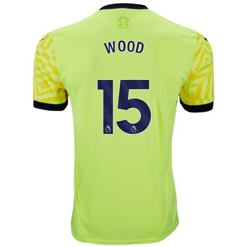 Kids Football Nathan Wood #15 Yellow Away Jersey 2024/25 T-Shirt Uk