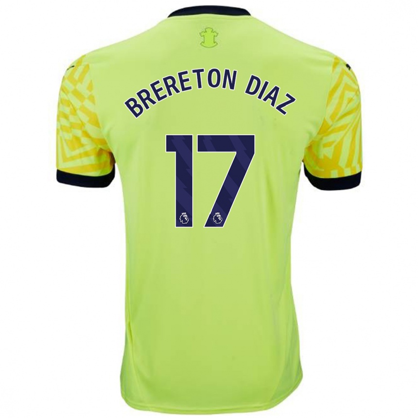 Kids Football Ben Brereton Díaz #17 Yellow Away Jersey 2024/25 T-Shirt Uk