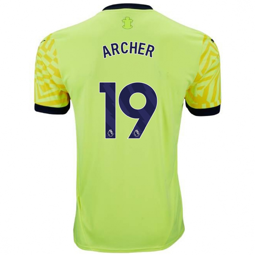 Kids Football Cameron Archer #19 Yellow Away Jersey 2024/25 T-Shirt Uk