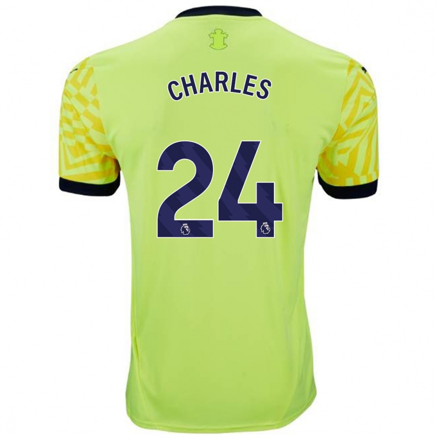 Kids Football Shea Charles #24 Yellow Away Jersey 2024/25 T-Shirt Uk