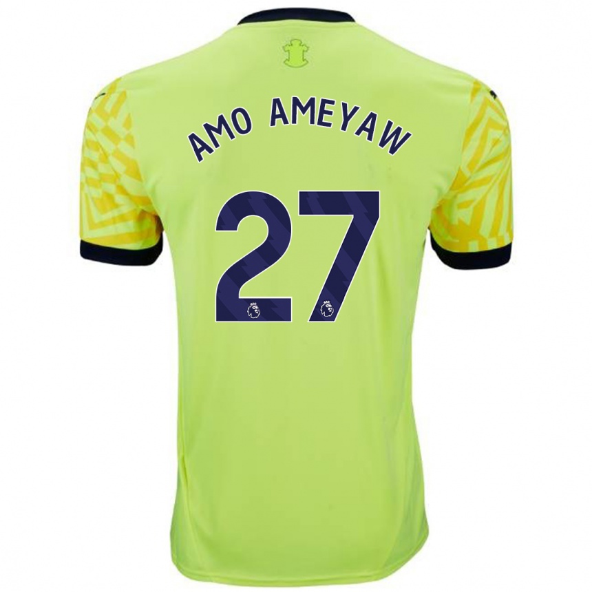 Kids Football Samuel Amo-Ameyaw #27 Yellow Away Jersey 2024/25 T-Shirt Uk