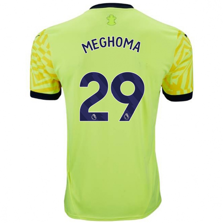 Kids Football Jayden Meghoma #29 Yellow Away Jersey 2024/25 T-Shirt Uk