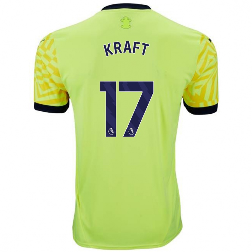 Kids Football Emily Kraft #17 Yellow Away Jersey 2024/25 T-Shirt Uk