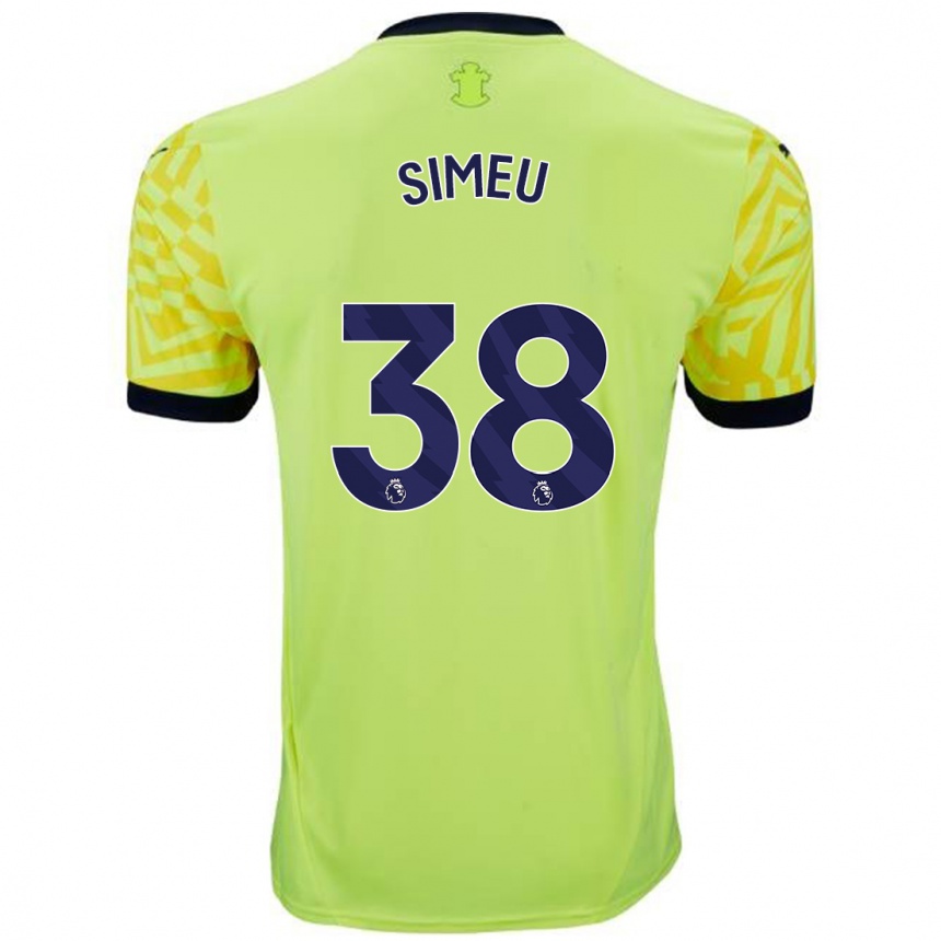 Kids Football Dynel Simeu #38 Yellow Away Jersey 2024/25 T-Shirt Uk