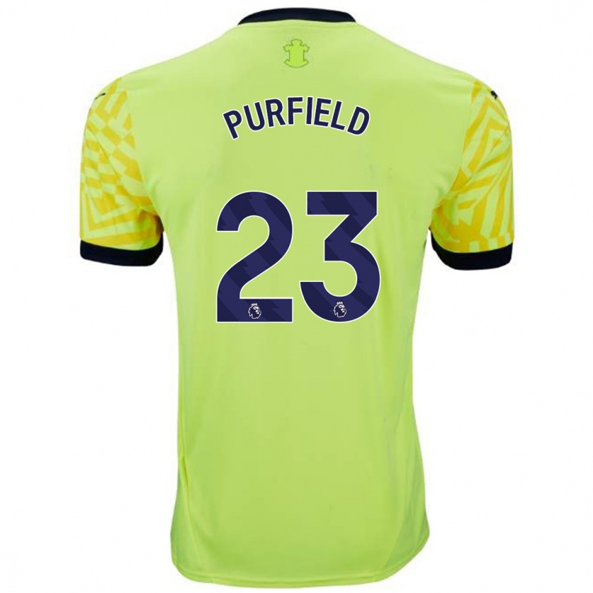 Kids Football Jemma Elizabeth Purfield #23 Yellow Away Jersey 2024/25 T-Shirt Uk