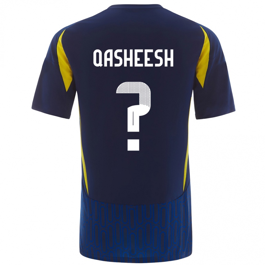 Kids Football Majed Qasheesh #0 Blue Yellow Away Jersey 2024/25 T-Shirt Uk