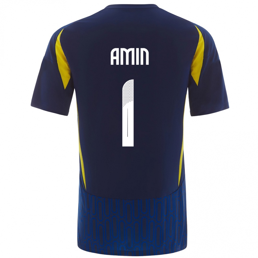 Kids Football Amin Al-Bukhari #1 Blue Yellow Away Jersey 2024/25 T-Shirt Uk