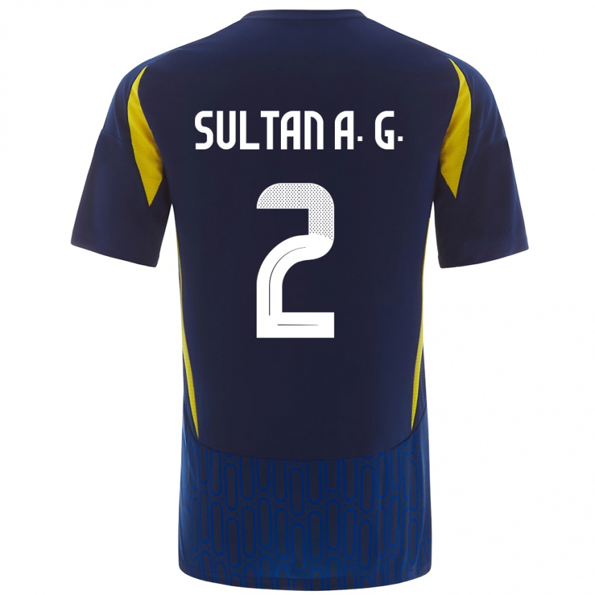 Kids Football Sultan Al-Ghannam #2 Blue Yellow Away Jersey 2024/25 T-Shirt Uk