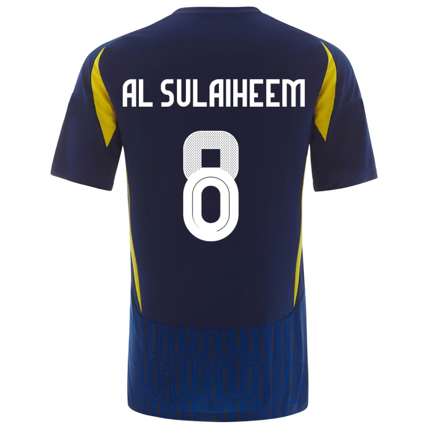 Kids Football Abdulmajeed Al-Sulayhim #8 Blue Yellow Away Jersey 2024/25 T-Shirt Uk