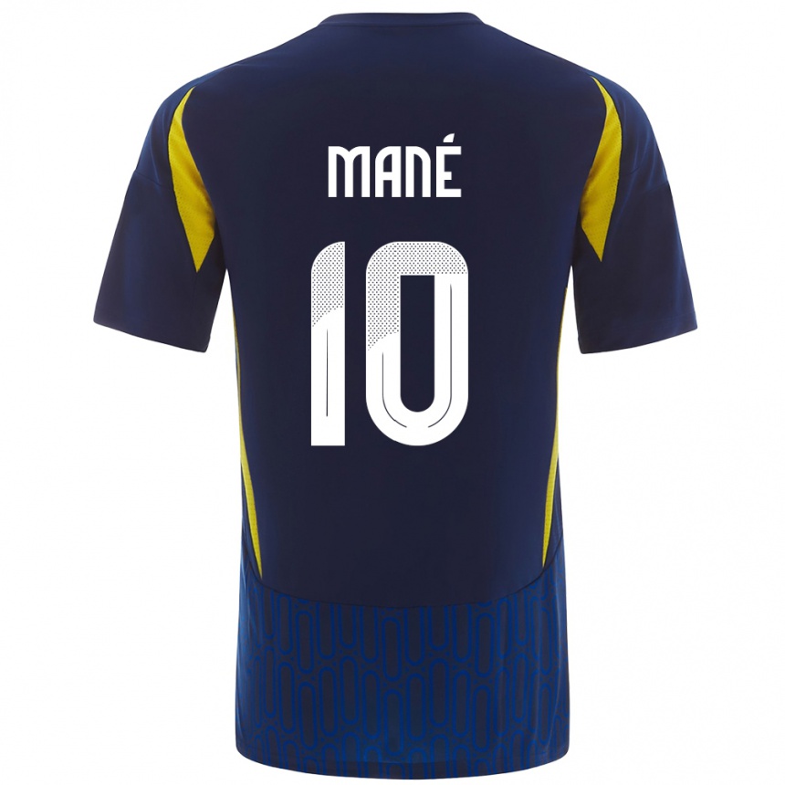 Kids Football Sadio Mane #10 Blue Yellow Away Jersey 2024/25 T-Shirt Uk