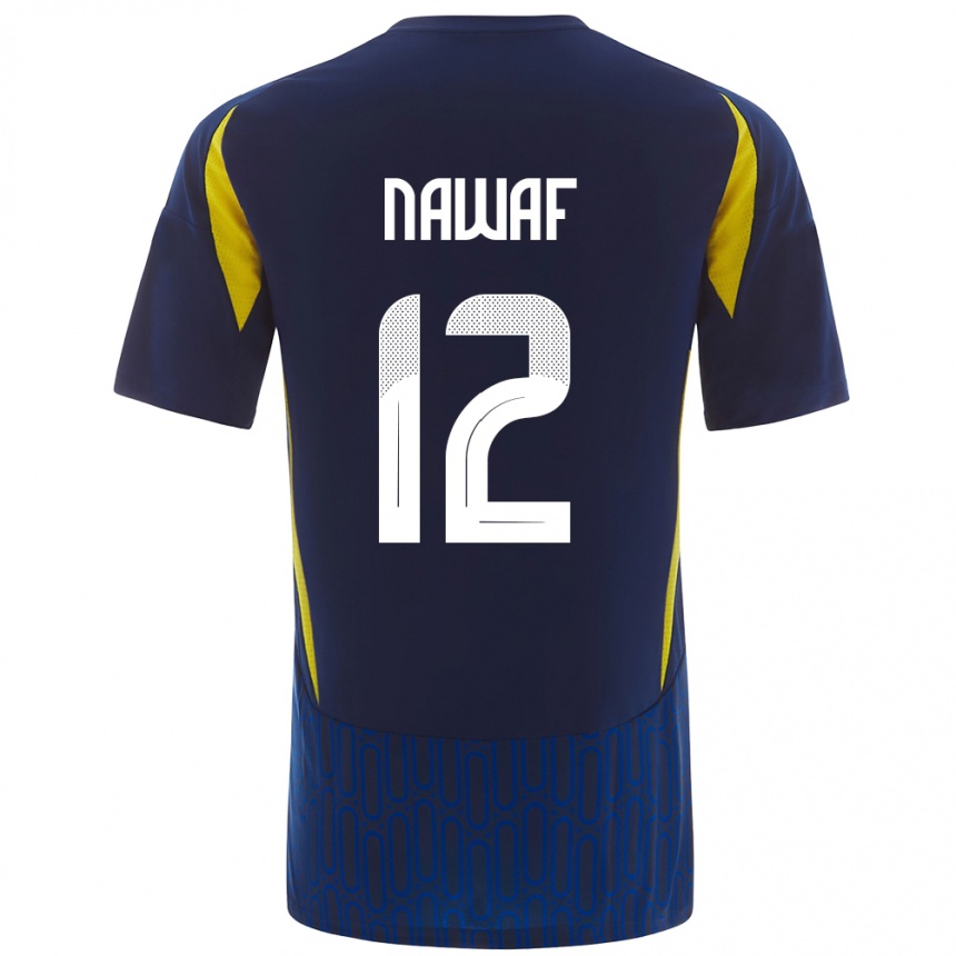 Kids Football Nawaf Al-Boushal #12 Blue Yellow Away Jersey 2024/25 T-Shirt Uk