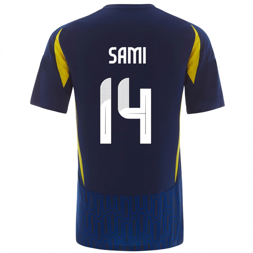 Kids Football Sami Al-Najei #14 Blue Yellow Away Jersey 2024/25 T-Shirt Uk