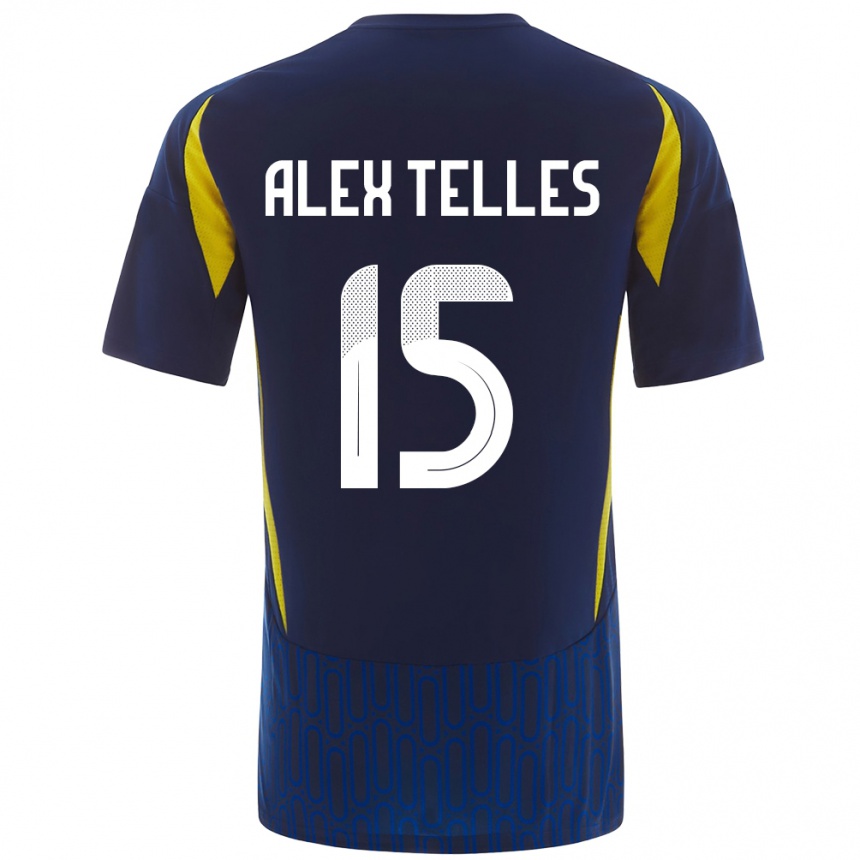 Kids Football Alex Telles #15 Blue Yellow Away Jersey 2024/25 T-Shirt Uk