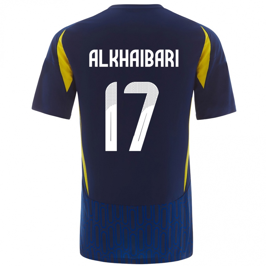 Kids Football Abdullah Al-Khaibari #17 Blue Yellow Away Jersey 2024/25 T-Shirt Uk