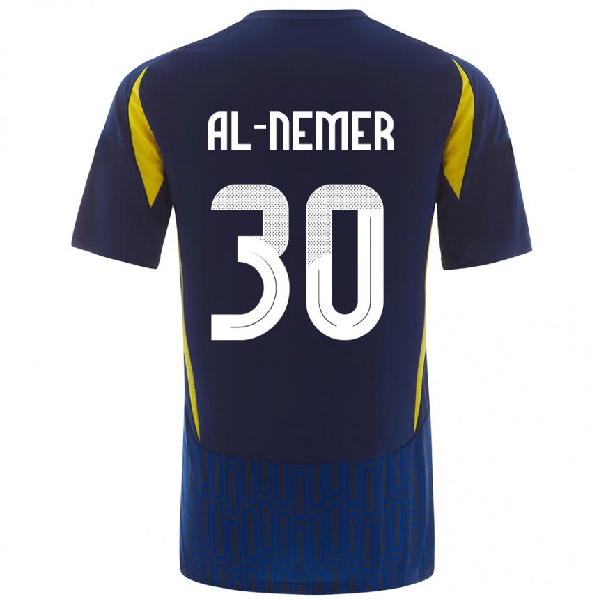 Kids Football Meshari Al-Nemer #30 Blue Yellow Away Jersey 2024/25 T-Shirt Uk