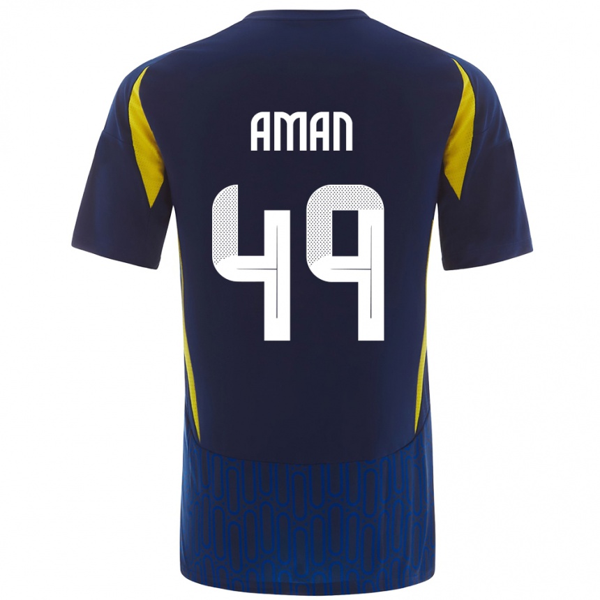 Kids Football Awad Aman #49 Blue Yellow Away Jersey 2024/25 T-Shirt Uk