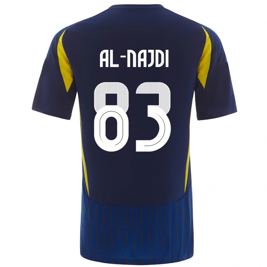 Kids Football Salem Al-Najdi #83 Blue Yellow Away Jersey 2024/25 T-Shirt Uk