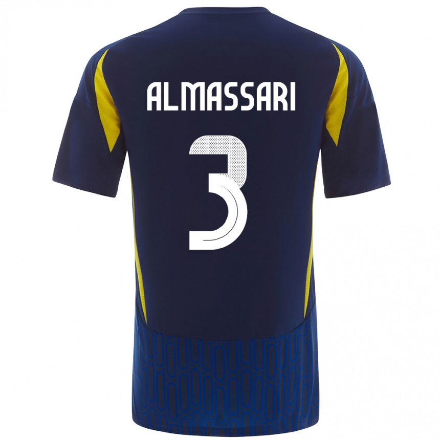 Kids Football Wadha Almassari #3 Blue Yellow Away Jersey 2024/25 T-Shirt Uk