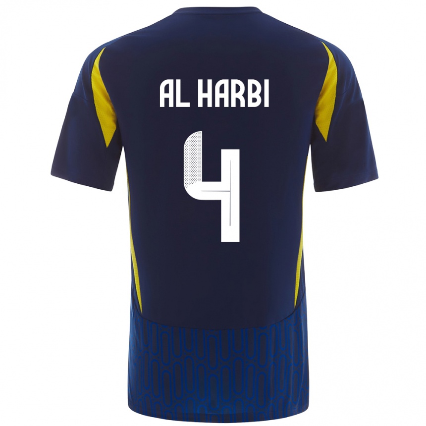 Kids Football Fay Al-Harbi #4 Blue Yellow Away Jersey 2024/25 T-Shirt Uk