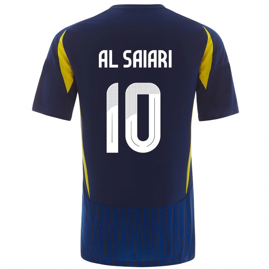 Kids Football Mubarkh Al-Saiari #10 Blue Yellow Away Jersey 2024/25 T-Shirt Uk