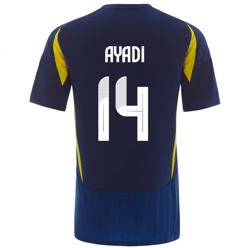 Kids Football Ghada Ayadi #14 Blue Yellow Away Jersey 2024/25 T-Shirt Uk