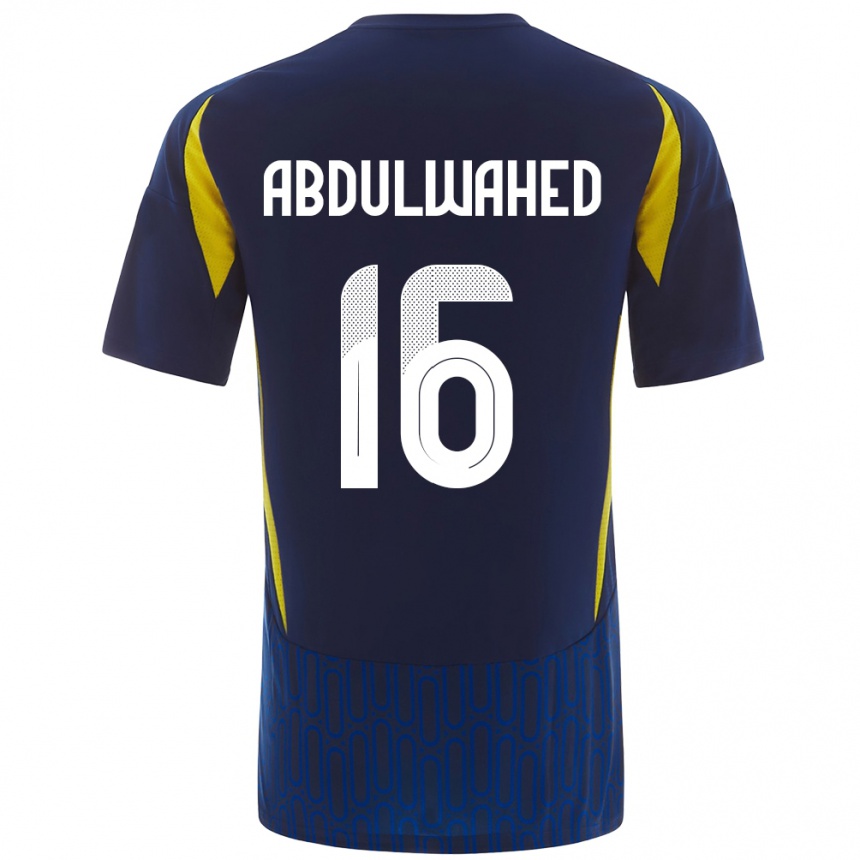 Kids Football Ghader Abdulwahed #16 Blue Yellow Away Jersey 2024/25 T-Shirt Uk