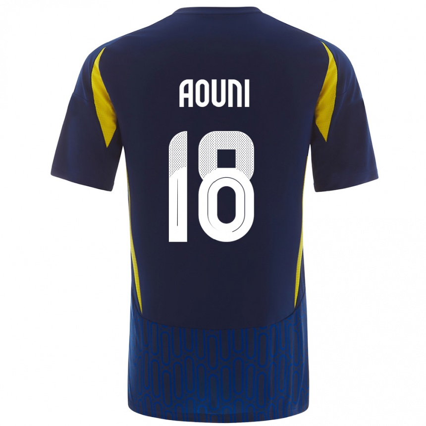 Kids Football Samia Aouni #18 Blue Yellow Away Jersey 2024/25 T-Shirt Uk