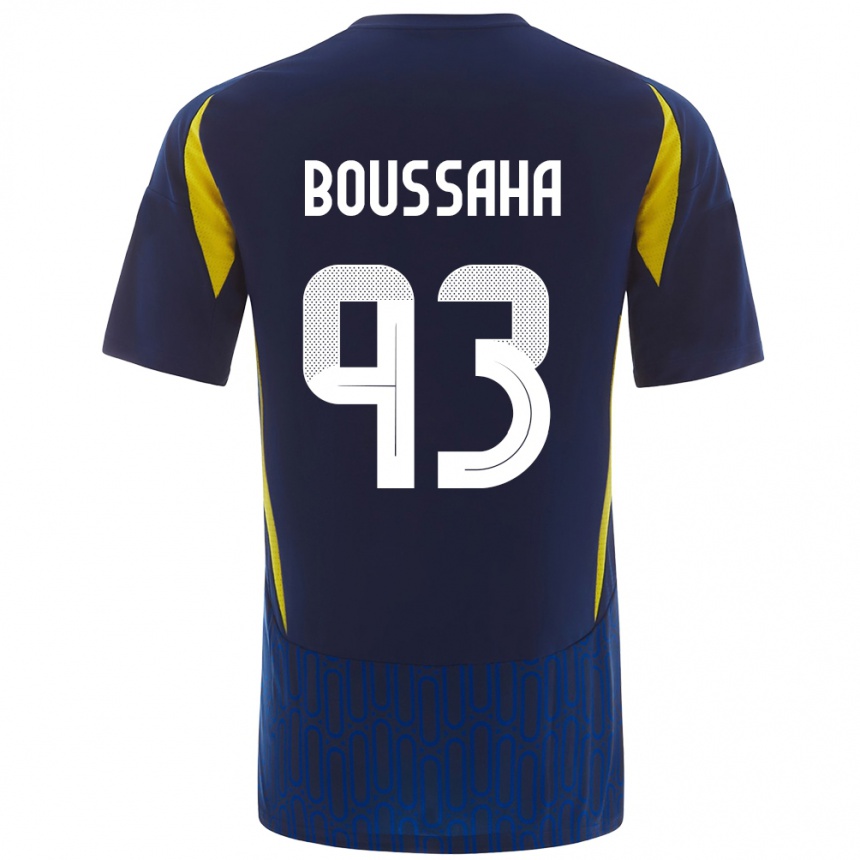 Kids Football Lina Boussaha #93 Blue Yellow Away Jersey 2024/25 T-Shirt Uk