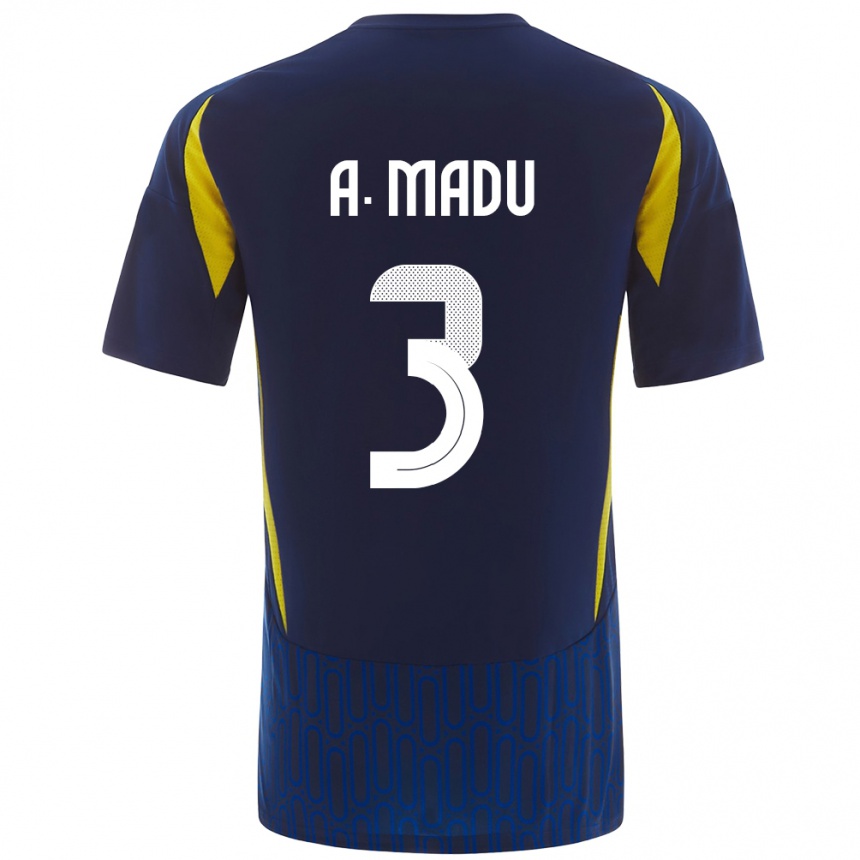 Kids Football Abdullah Madu #3 Blue Yellow Away Jersey 2024/25 T-Shirt Uk