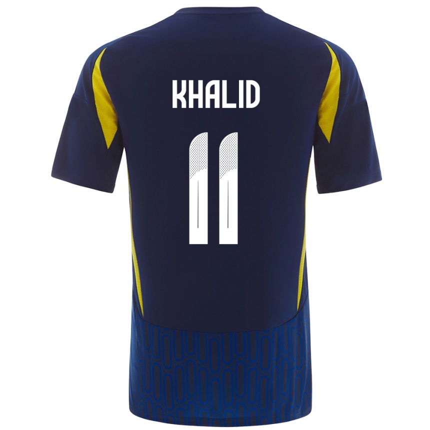 Kids Football Khalid Al-Ghannam #11 Blue Yellow Away Jersey 2024/25 T-Shirt Uk