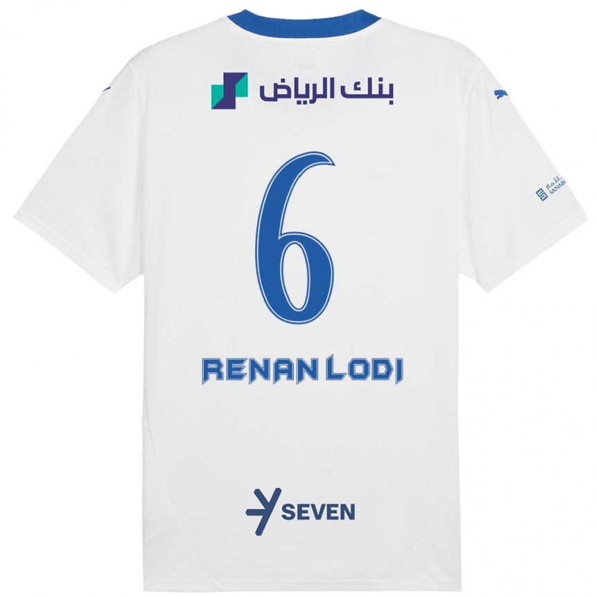 Kids Football Renan Lodi #6 White Blue Away Jersey 2024/25 T-Shirt Uk